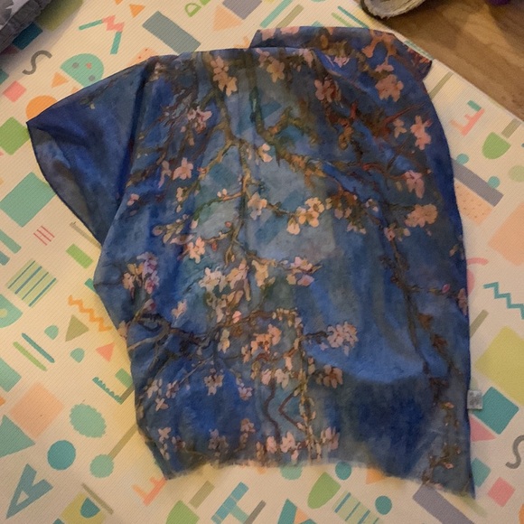 JC sunny just classic sheer blue floral / Van Gogh open kimono beach coverup o/s - Picture 4 of 9